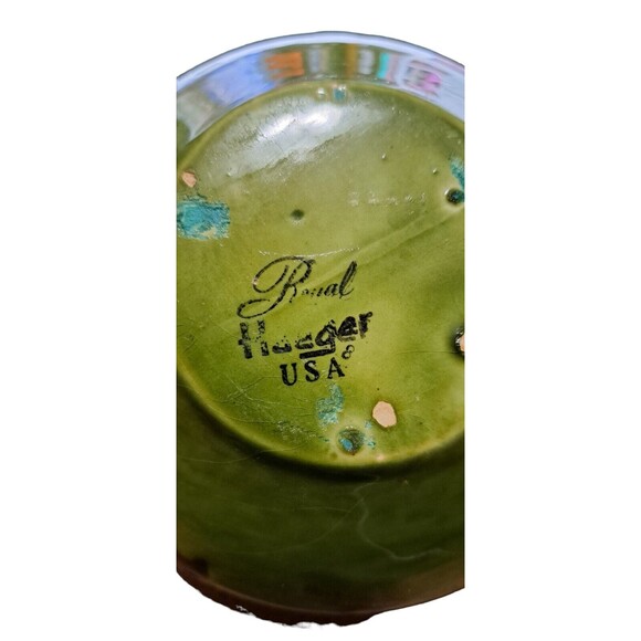 Royal Haegar MCM Green EARTH WRAP Textured Round Planter Brown Orange Cottage - Picture 12 of 12